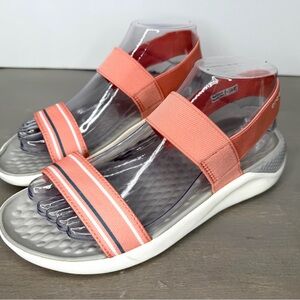 Literide By Crocs Stretch Sandals Women's 7 Coral Beach Spring Comfort Travel
